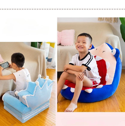 Three-layer folding children's small sofa cartoon kindergarten baby seat stool plush toy lazy sofa removable