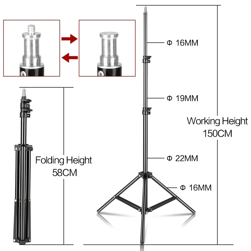 1/4 Screw Head Light Stand Tripod 2m 1.5m 68cm For Phone Selfie Stick Adjustable For Photo Studio Flashes Photographic Softbox