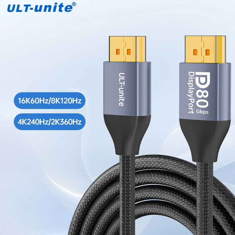 DP 2.1 Cable VESA Certified 16K DisplayPort Cable 3m 80Gbps 8K120Hz FreeSync G-Sync VRR Display Port Cord for AMD RX7000