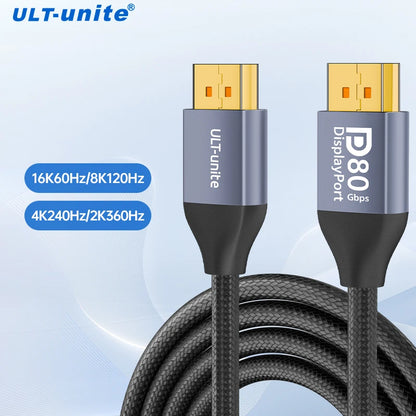 DP 2.1 Cable VESA Certified 16K DisplayPort Cable 3m 80Gbps 8K120Hz FreeSync G-Sync VRR Display Port Cord for AMD RX7000