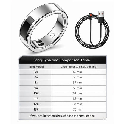2026 Health Monitoring Smart Ring, Continuous Heart Rate Blood Oxygen Sleep Tracker, Silent Vibration Notification Smart Ring