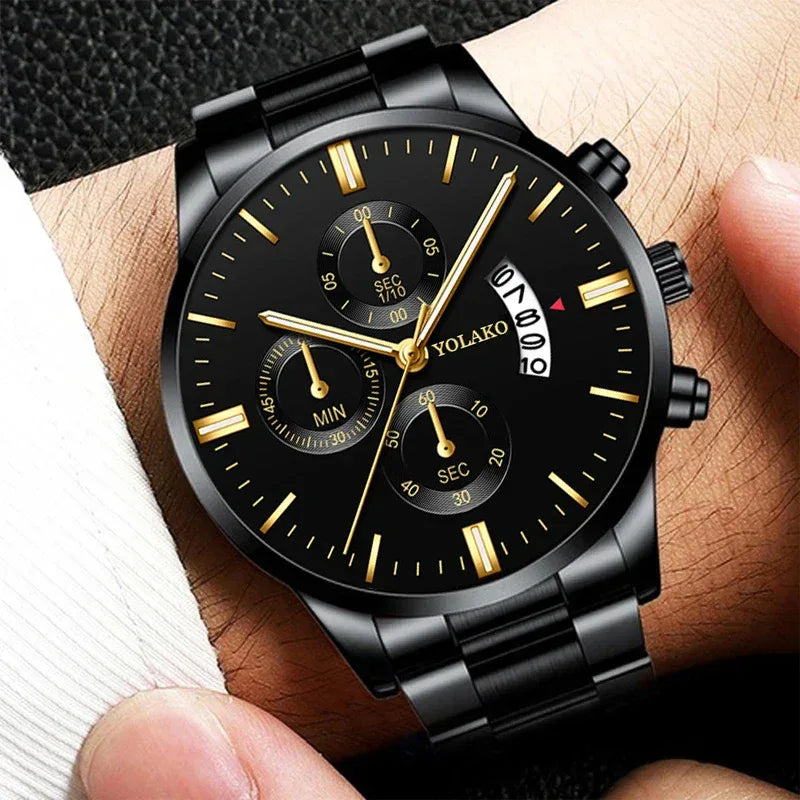 Luxury Men Stainless Steel Watch Calendar Quartz Wristwatch Business Watches Man Clock Relogio Masculino