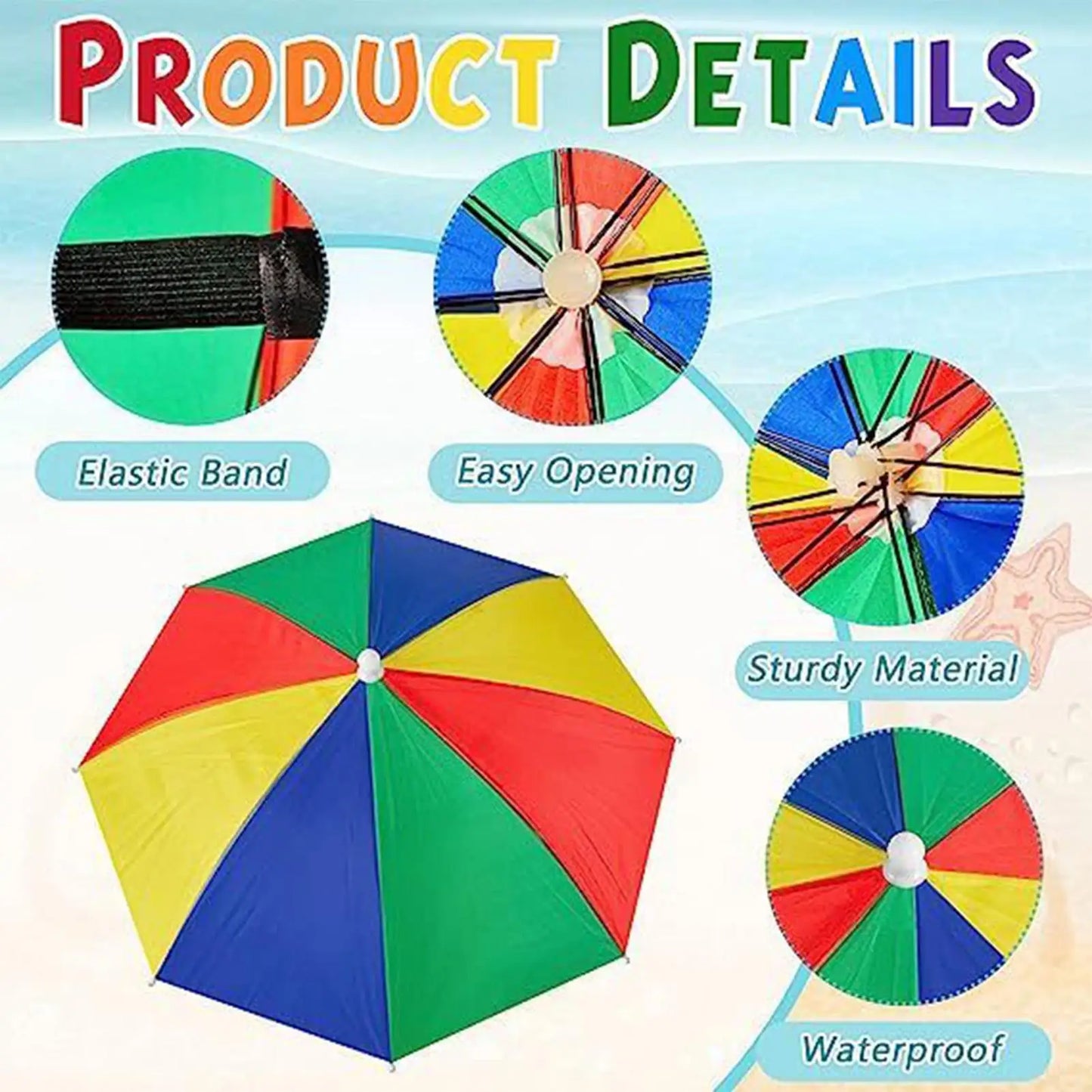 Foldable Head Umbrella Hat Portable Foldable Rain Umbrella Hat Outdoor Fishing Sunshade Hat for Golf Gardening Camping