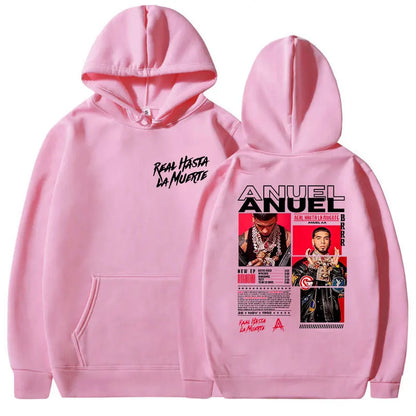 Rapper Anuel AA Real Hasta La Muerte Tour Album 2025 Hoody Mens Hip Hop Gothic Long Sleeve Sweatshirt Y2K Loose Oversized Hoodie