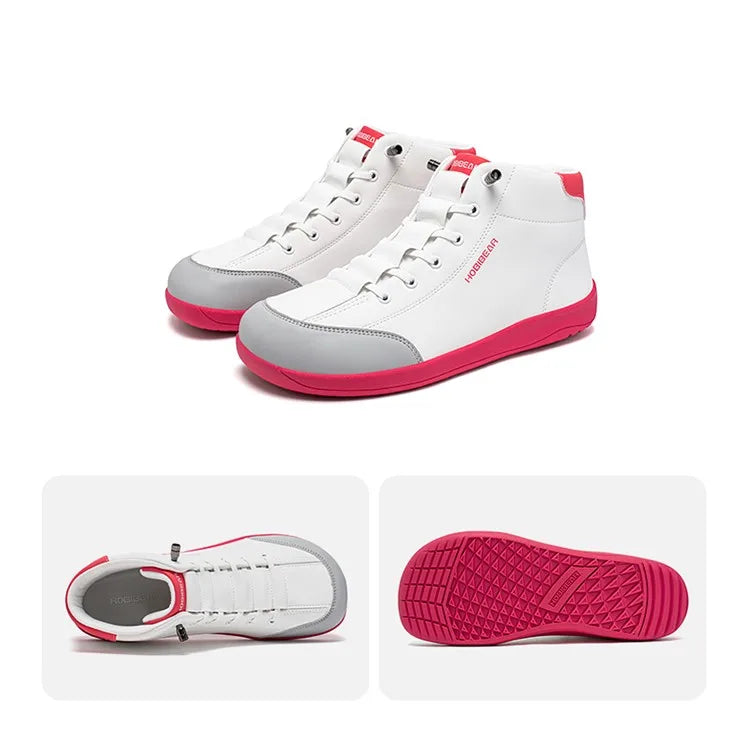 HOBIBEAR Mid-Top Barefoot Shoes Unisex Wide Toe Minimalist Ankle Boots Artificial Leather Outdoor Non-Slip Sneaker