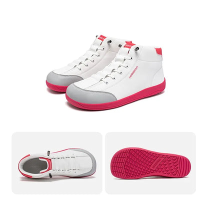 HOBIBEAR Mid-Top Barefoot Shoes Unisex Wide Toe Minimalist Ankle Boots Artificial Leather Outdoor Non-Slip Sneaker