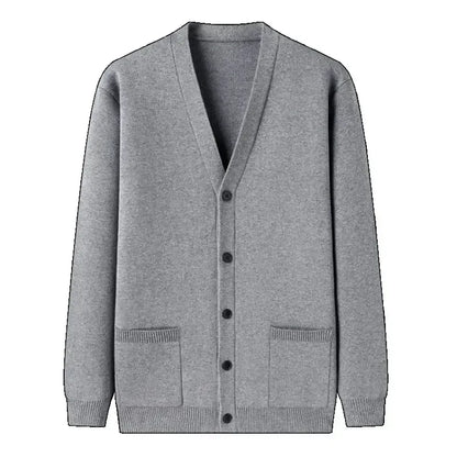Men's  Autumn and Winter Casual Design Cardigan Thick Long Sleeved Button Up Jacket Cardigan Sweater