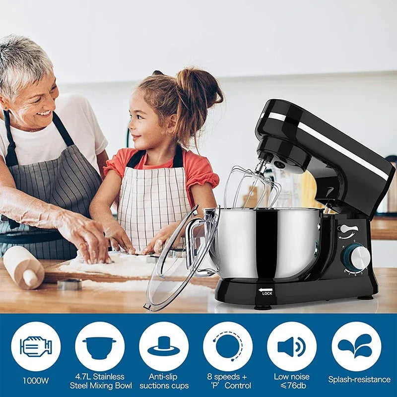 Powerful Stand Mixer Electric Blender Desktop Egg Whisk 1000w 8+P Speed Food Processor Multifunctional Kitchen Mixer with Bowl