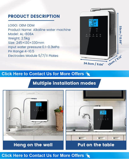 11 Plates Platinum Coating Alkaline Water Ionizer Machine Household PH 4.5~10.5 Alkaline Acid Water Ionizer for Home