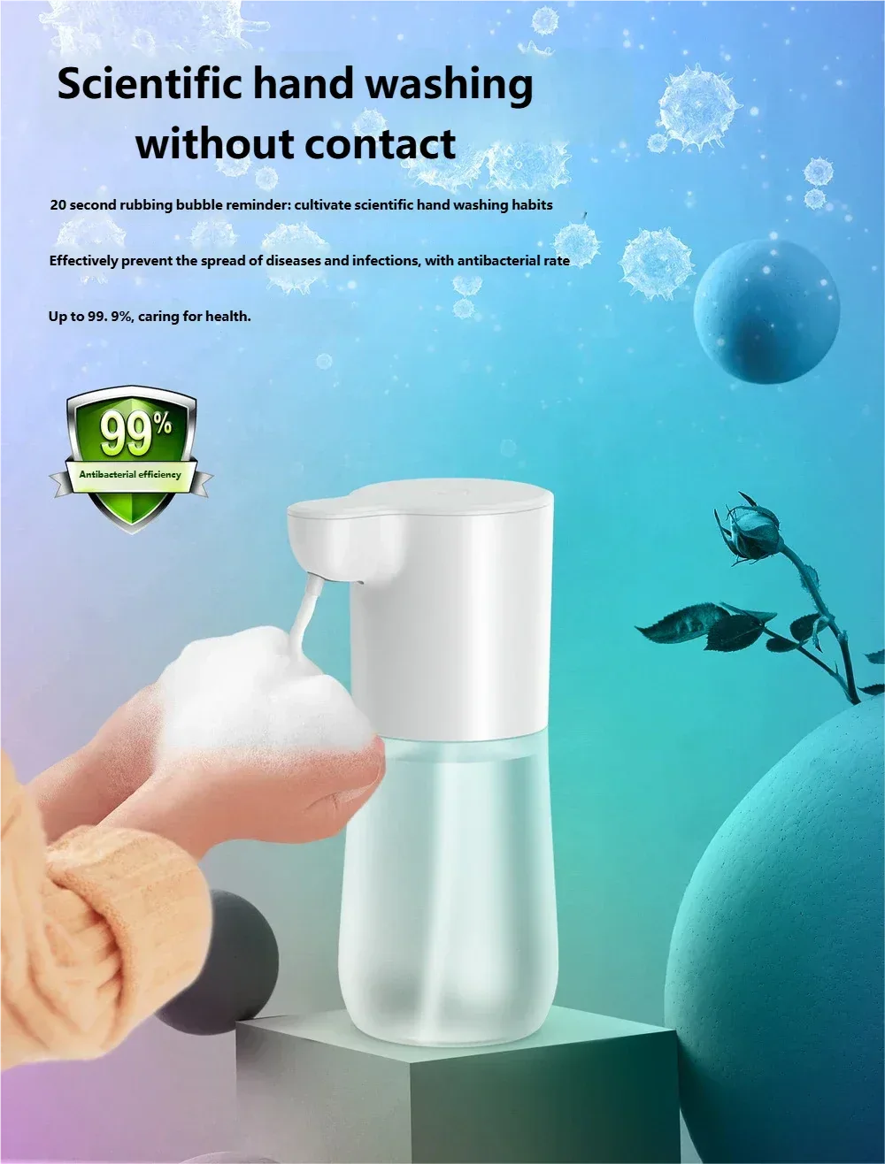 HOMEFISH Smart Sensor Automatic Soap Dispenser 350ml USB Charging Contactless Soap Foam Dispenser Hand Sanitizer Machine