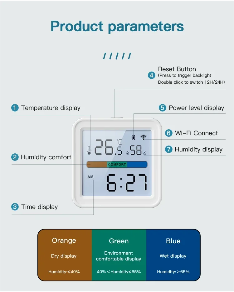 Tuya New WiFi Temperature Humidity Sensor Smart Life Backlight Hygrometer Thermometer Sensor Support Alexa Google Home Assistant