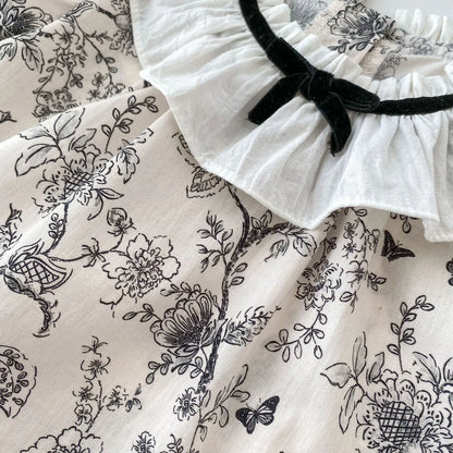2026 New Summer Baby Clothing Set Infant Girls Floral Lace Collar Tops And Bloomer 2 PCS Suit Toddler Outfit