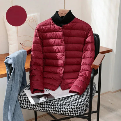 Light Down Coat Spring Autumn Warm Women White Duck Down Slim Jackets Female Fashion Ultra Lightweight Packable Puffer Coats