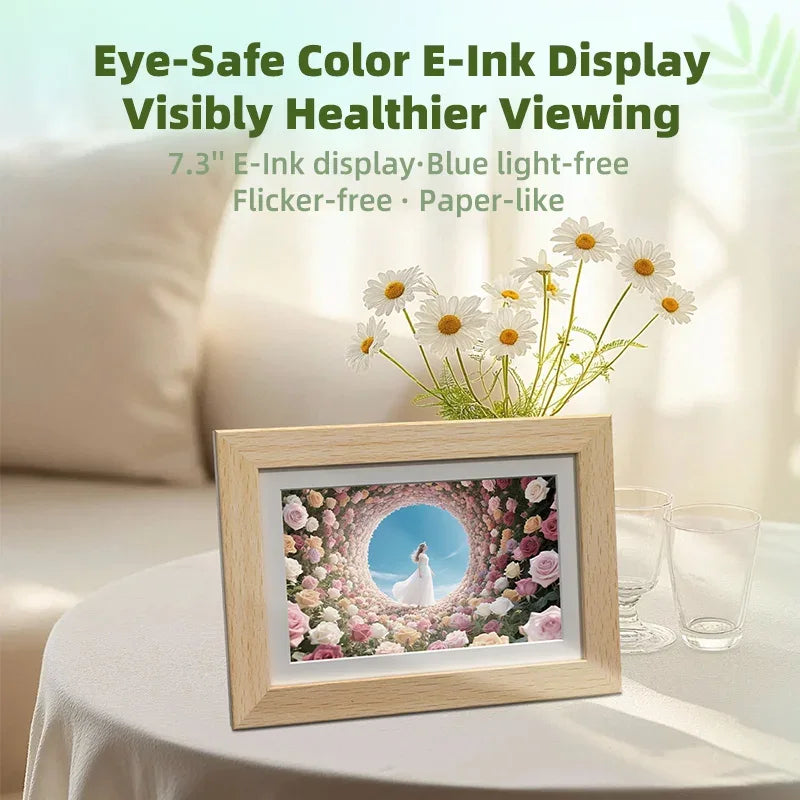 Bigme F7 E-ink Digital Picture Frame, 7.3-inch paper-like digital photo frame support WIFI, 1300mAh battery ultra-long standby