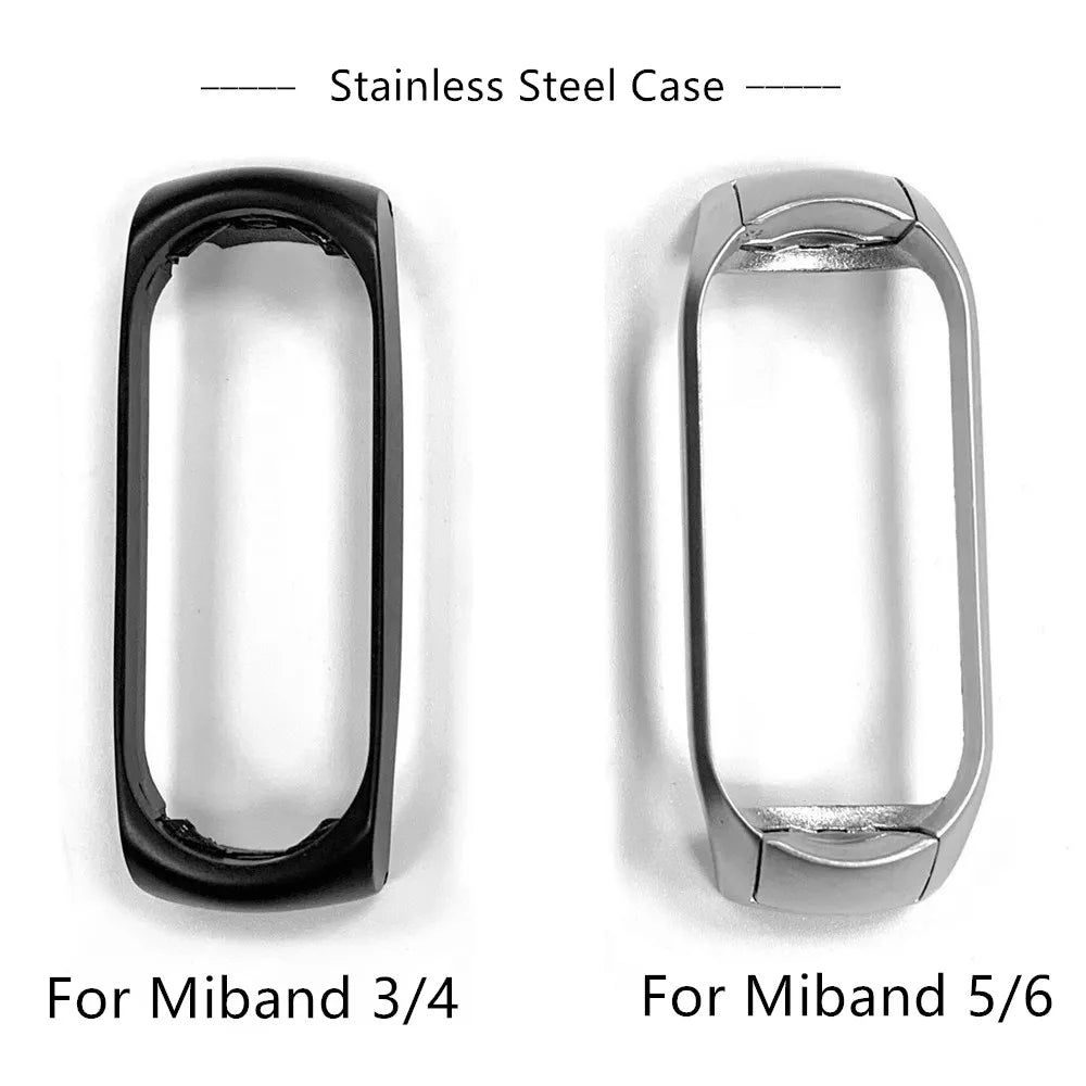 Metal Strap For Mi Band 6 5 4 3 Luxury Stainless Steel Bracelet Watchband For Xiaomi Miband Pink Gold Sliver Wristband With Tool