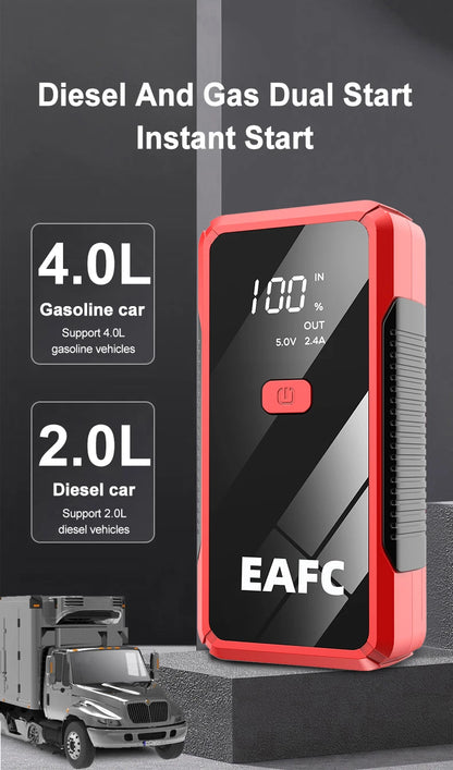 EAFC 12V  Car Jump Starter Power Bank Portable Car Battery Booster ChargerStarting Device Auto Emergency Start-up Lighting
