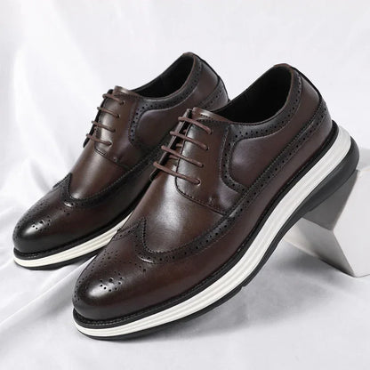 Men's Casual Leather Thick Soled Simple Walking Shoes Fashion Oxford Shoes High End British Style Office Business Dress Shoes