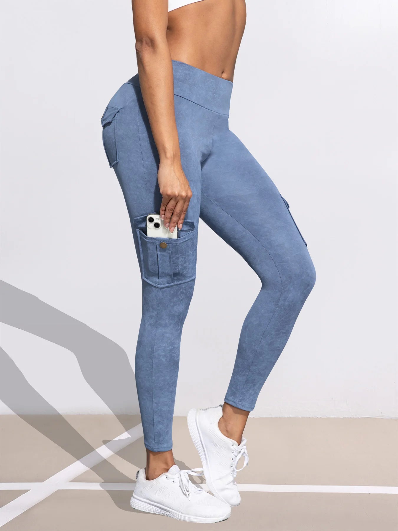 1/3 PCS Washed Print Work Pocket Women Leggings Elastic Butt Lifting Fitness Tights 2025 New Athletic Pants Fashion Streetwear