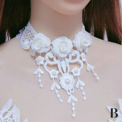 Gothic Victorian Black Lace Necklace Women Girl Boho Crystal Tassel Sexy Lace Choker Steampunk Dark Loli Style Halloween Jewelry