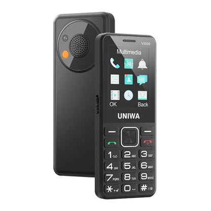 UNIWA V2000 Phone Big Push-Button Dual Screen 0.3MP Camera FM Radio Keyboard 1700mAh 4G Cellphone Support one click dialing