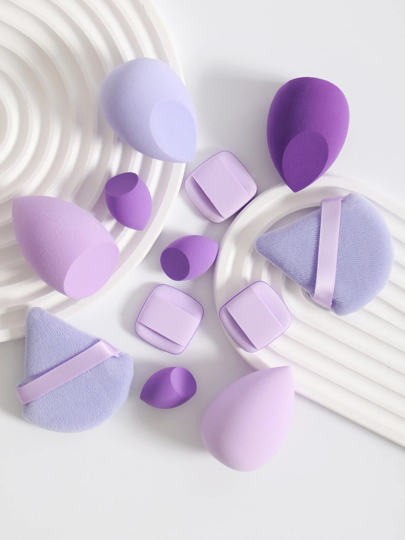12Pcs Makeup Sponge Set with Storage Jar Latex-Free, Makeup Sponge Finger Puff, Dual-Use Wet & Dry Foundation Cosmetic Puffs