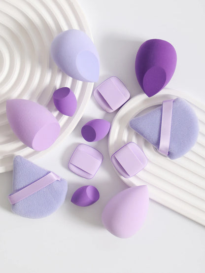 12Pcs Makeup Sponge Set with Storage Jar Latex-Free, Makeup Sponge Finger Puff, Dual-Use Wet & Dry Foundation Cosmetic Puffs