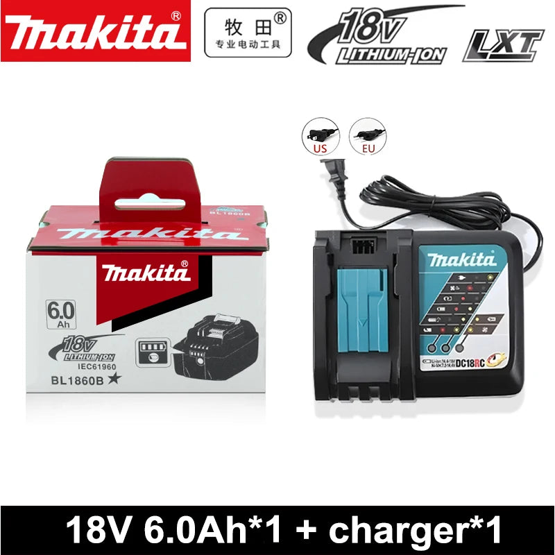 Genuine Makita 6.0Ah for Makita 18V Battery BL1830B BL1850B BL1850 BL1840 B0L1815 Replacement Lithium Battery DC18RC Chargers