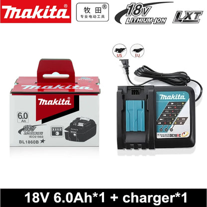 Genuine Makita 6.0Ah for Makita 18V Battery BL1830B BL1850B BL1850 BL1840 B0L1815 Replacement Lithium Battery DC18RC Chargers
