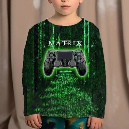 Top Clothes For Children Clothing Autumn Games Console Black T-Shirt Kids Tees Long Sleeve Tshirt From 10 To 12 Years Old Boys