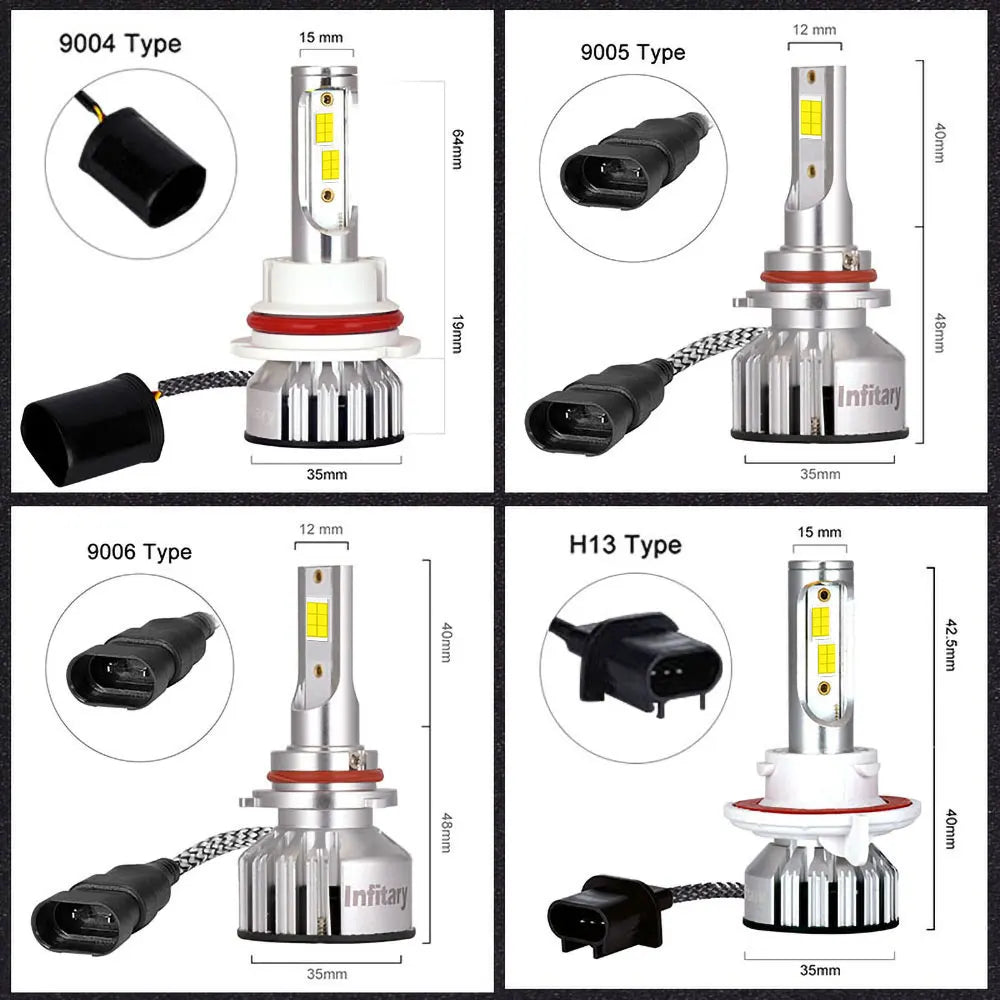 Infitary H7 Led Car Lights H4 H11 Auto Fog Lamp 6500K Headlight Bulbs H1 30000LM Accessories 9005 9006 H1 880 H3 Automobile Bulb
