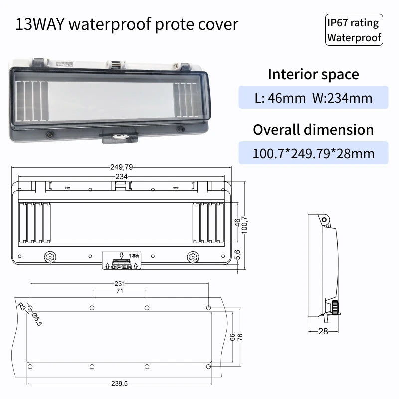 Outdoor Waterproof Window Cover with Lockable Circuit Breaker Electrical Box, Transparent Cover for IP67-Rated Button and Instru