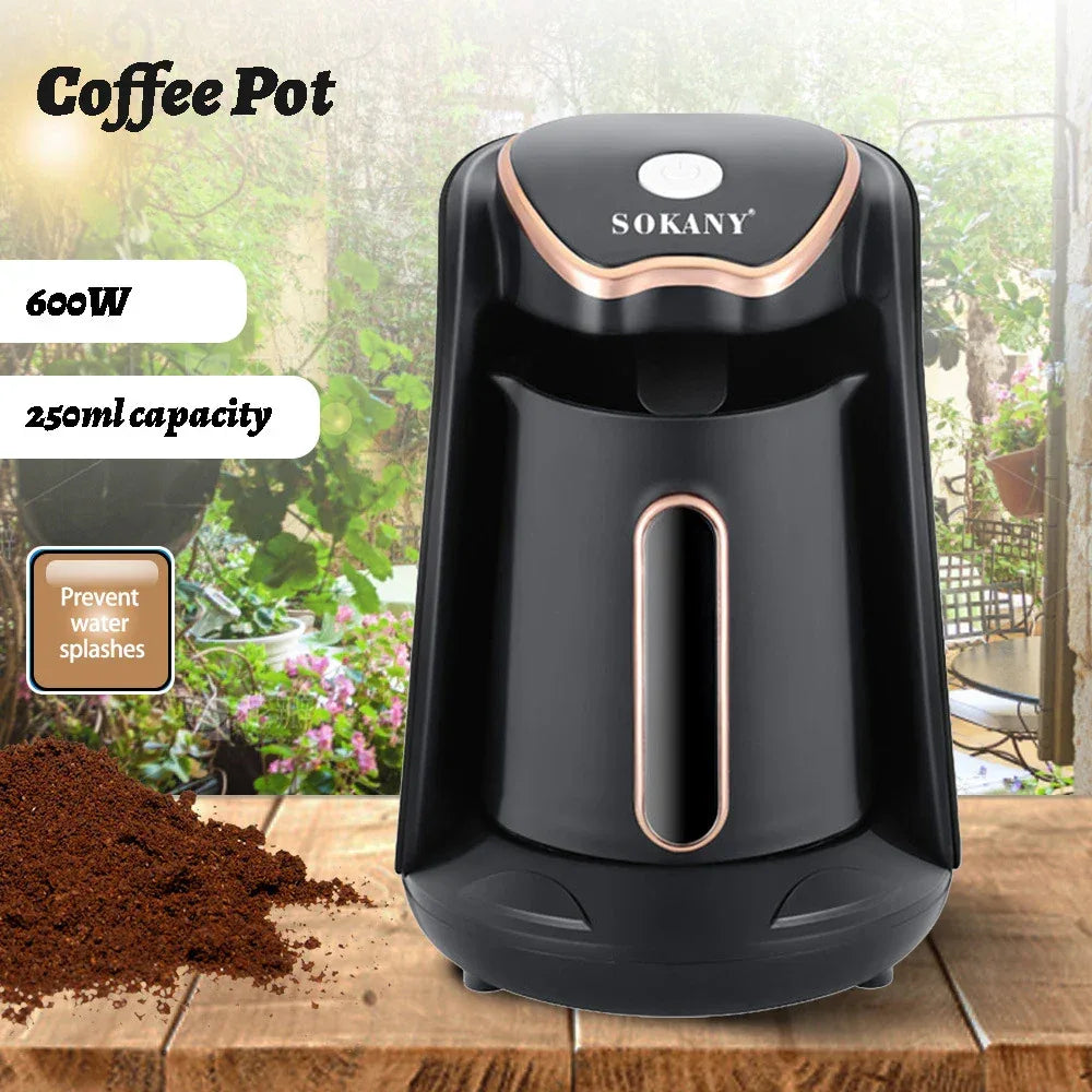 SOKANY Electric Turkish Coffee Maker Machine with 250ml/1 Cup Coffee Pot Single Serve Espresso Maker 600W Heating Coffee