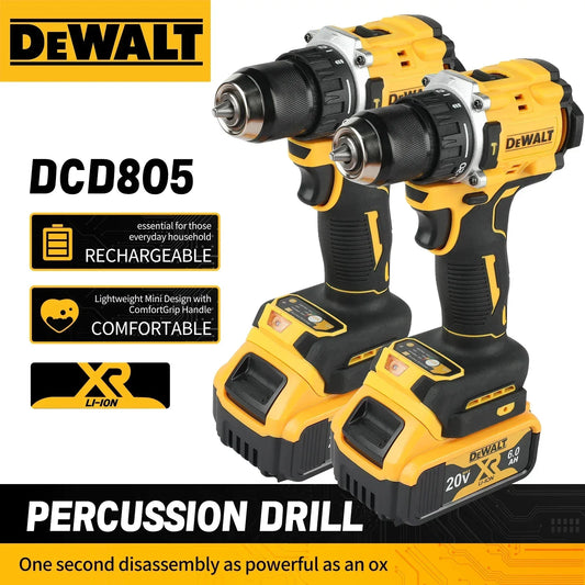 DeWalt DCD805 20V Screwdriver Clave Without Brushes, Compact Drill Tools Driver Battery Impact Wrench, Power Tool Cordless drill