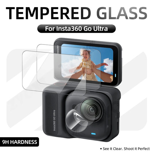 9H Hardness Glass for Insta360 Go Ultra Screen + Lens Protector Clear Ultra-HD Tempered Glass  Anti-scratch Film Accessories