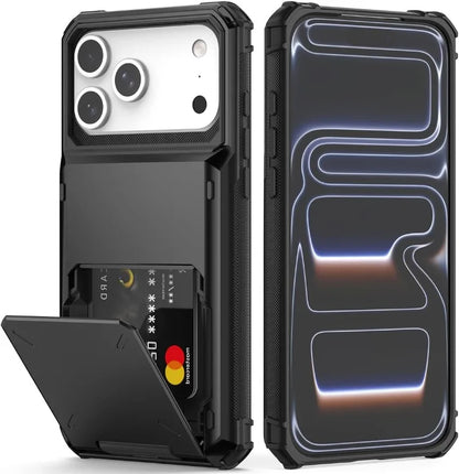 Case For iPhone 17 Pro Max 16 15 Pro Max 14 13 12 11 Heavy Duty Wallet Hidden Flip Slot Protective Hard Back Covers Coque Fundas