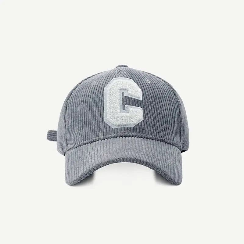 Big C Letter Corduroy Baseball Cap For Men Women Autumn Winter Adjustable Ponytail Sports Hat Unisex Hip Hop Caps Streetwear