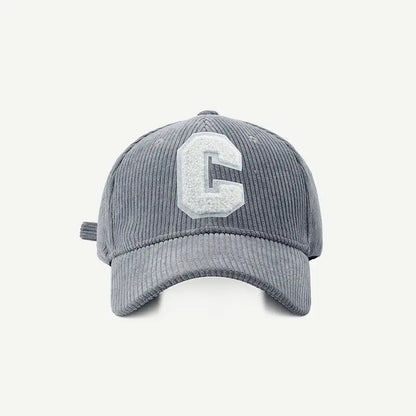 Big C Letter Corduroy Baseball Cap For Men Women Autumn Winter Adjustable Ponytail Sports Hat Unisex Hip Hop Caps Streetwear