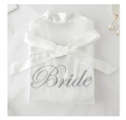 Bride Bridesmaid Wedding Robe Embroidery Kimono Bathrobe Gown Nightgown Casual Satin Short Women Sexy Nightwear Sleepwear