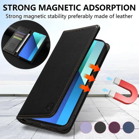 Wallet Skin friendly Magnetic Card Slot Flip Leather Case For Xiaomi 14T Poco X7 C75 M7/X6 Pro Redmi 14C 13 A4 Note 14 Pro+ 14S by PDG ibma