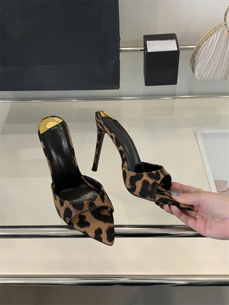 Hlieny 2026 Summer Fashion Stiletto Heels Women Pointed Toe Slippers Banquet Dress Sandals Party Wedding Mule Slides Shoes