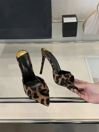 Hlieny 2026 Summer Fashion Stiletto Heels Women Pointed Toe Slippers Banquet Dress Sandals Party Wedding Mule Slides Shoes