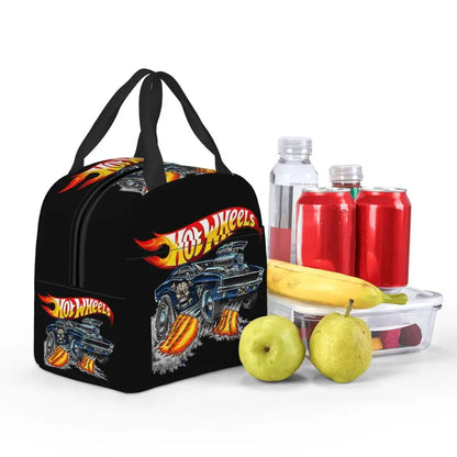 Custom Hot Wheels For Fans Thermal Insulated Lunch Bag Cartoon Sport Car Portable Lunch Container Travel Multifunction Food Box