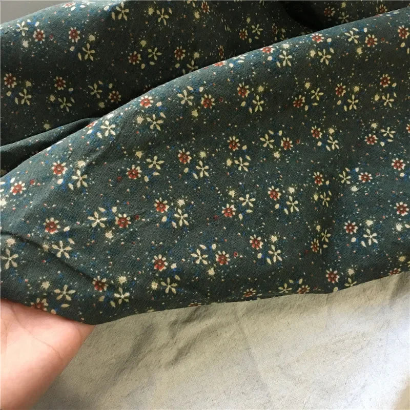 145cm Wide Printed Cotton and Linen Fabric Small Floral Patterns Retro Shirt Dress DIY Clothing Sewing Fabric 90% Cotton Content