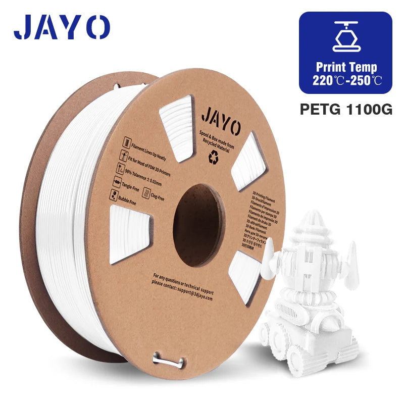 JAYO PETG/PLA+/SILKPLA/PLAMeta/PLAMatte/ABS/ PLA Filament 1.75mm 1.1/0.65KG 3D Printer Filament For FDM 100% No Bubble Mix Color