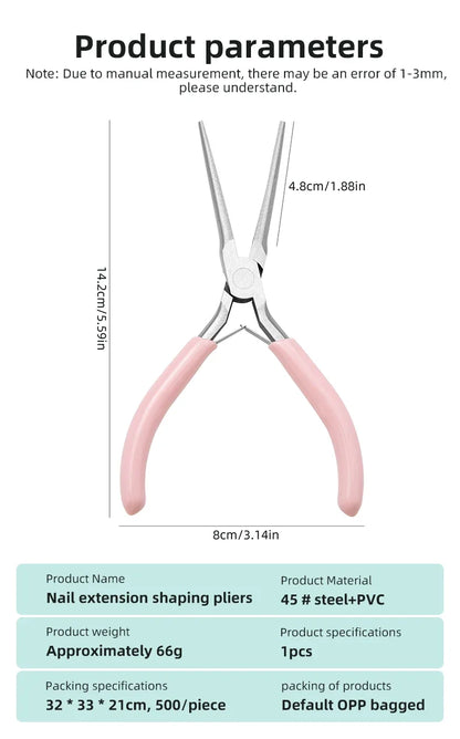 Pink Long Nose Pliers Set Professional Nail Art Pliers For Manicure Extension Jewelry Making Diy Craft Tools