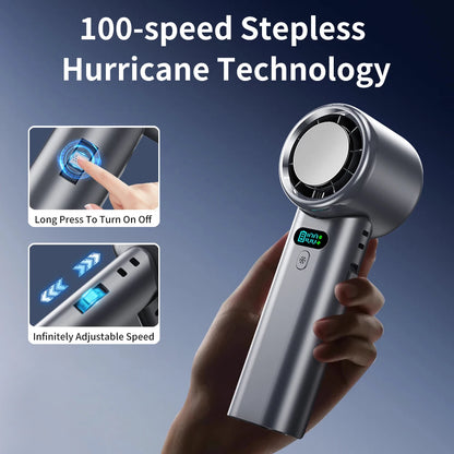 5200mAh Large Capacity Handheld Fan High Speed Refrigeration Handheld Fan 100 Speed  USB Charging Portable Fan