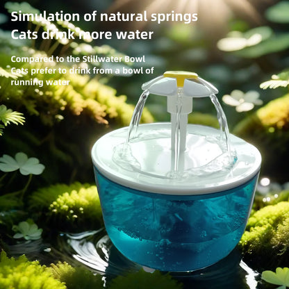 Cat Water Fountain, 1.2L Recirculating Pet Water Dispenser, USB Powered, Silent, with Filter Foam for Cats and Small Dogs