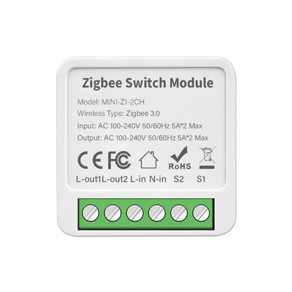 Zigbee/Wifi 1/2/3/4CH MINI Smart Switch Two-Way Control Wireless Light Switch Smart Home Automation Via Alexa Google SmartLife