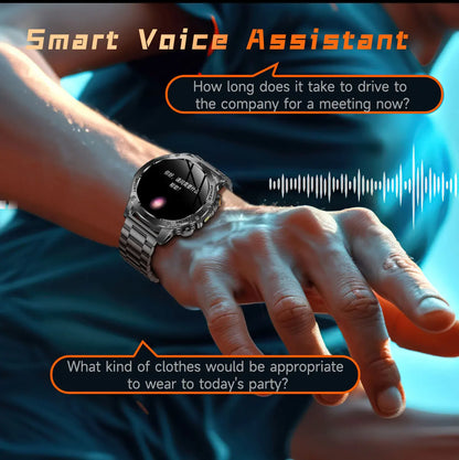 1.7" Large Screen Bluetooth Call Smart Watch Men‘s Sports Outdoor Flashlight 1000mAh Health Monitor Smartwatch for Man Male IP6