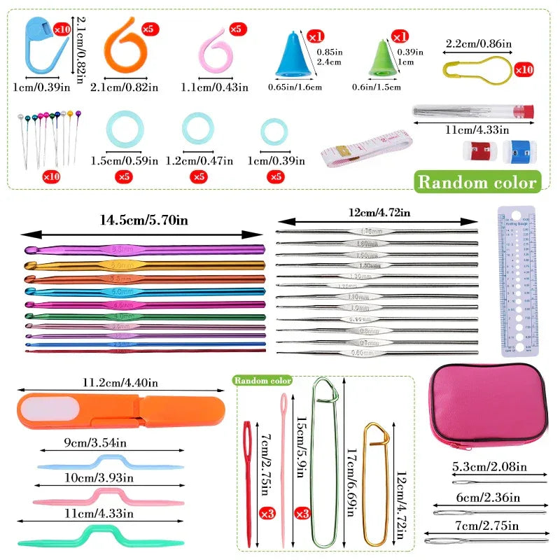 KRABALL Knitting Crochet Hook Set Home Use Sewing Tool DIY Craft Crochet Knit Markers Needles Tools Weaving Accessories With Bag